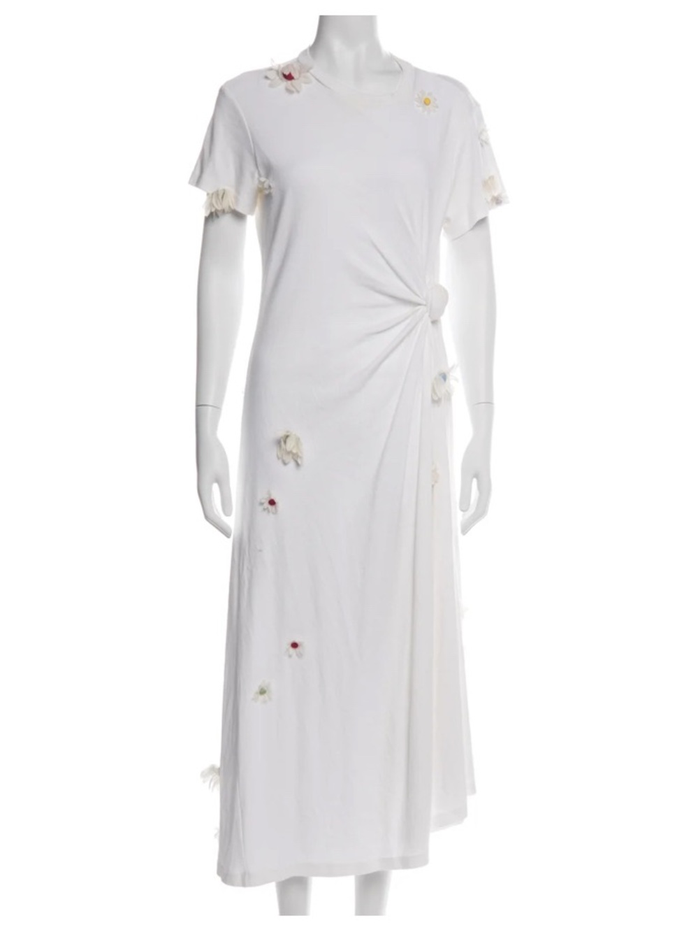 Rosie Assoulin White Maxi Dress with Floral Appliqués